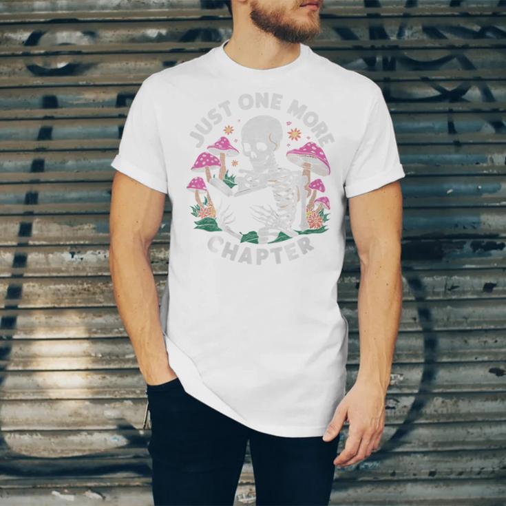 Just One More Chapter Mushrooms Gothic Skeleton Book Lover Premium Unisex Jersey T-Shirt