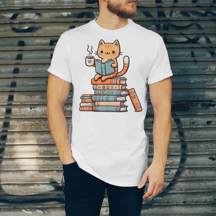 Kawaii Cat Coffee Books Teacher Men Women Girls Kids Unisex Jersey T-Shirt Kawaii Cat Coffee Books Teacher Men Women Girls Kids Unisex Jersey T-Shirt