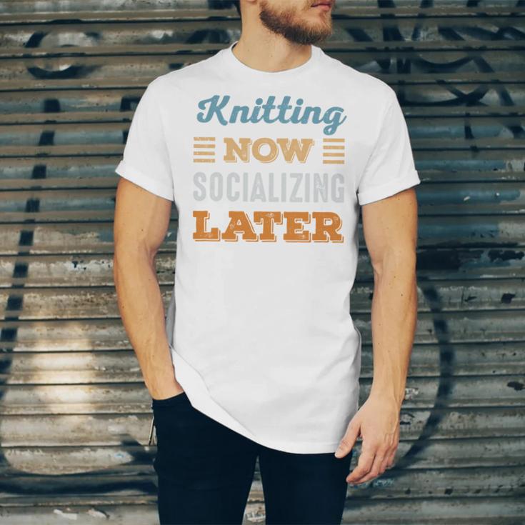 Knitting Now Minimal Socializing Introvert Vintage Unisex Jersey T-Shirt