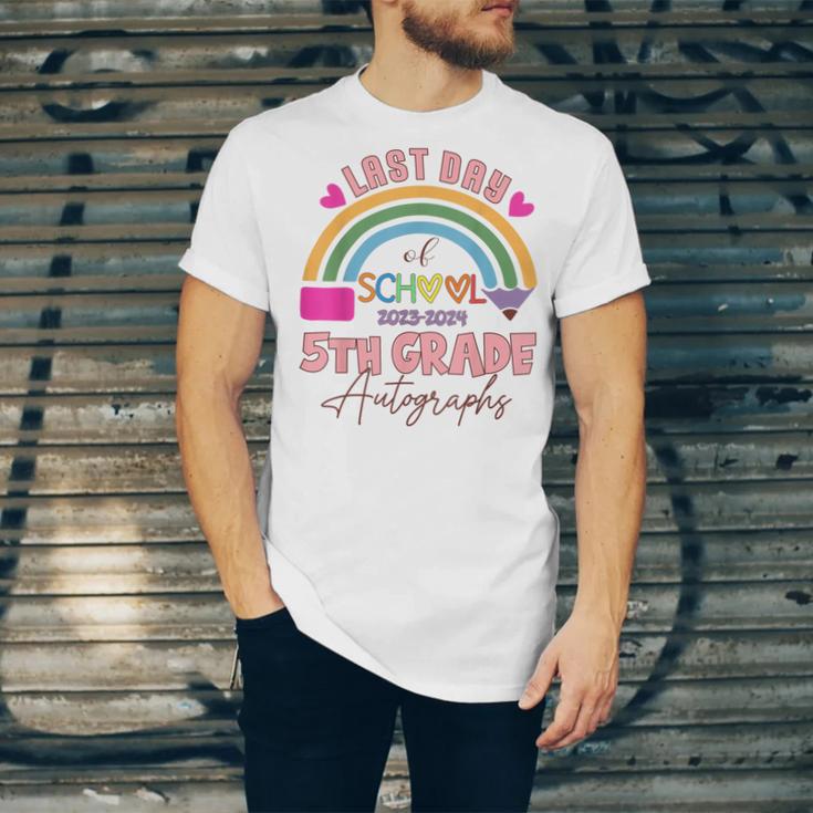 Last Day Of School Autograph 5th Grade Graduation Boys Girls Unisex Jersey T-Shirt