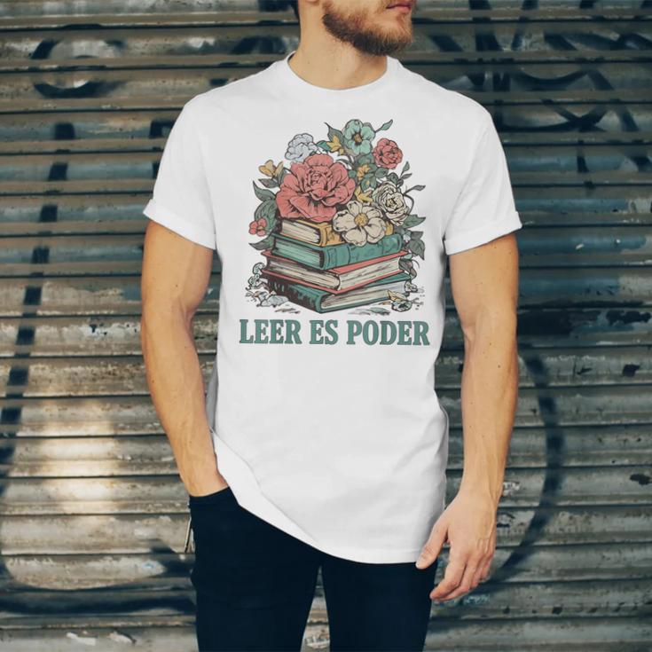Leer ES Poder Cute Floral Spanish Teacher Book Reading Unisex Jersey T-Shirt Leer ES Poder Cute Floral Spanish Teacher Book Reading Unisex Jersey T-Shirt