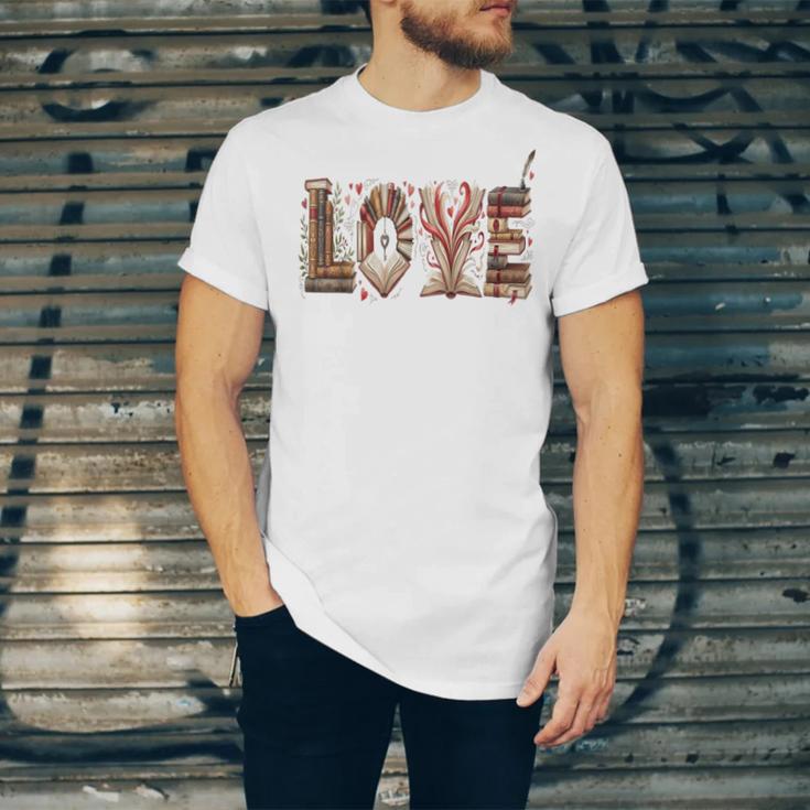 Librarian Reader Books Valentine Teacher Valentines Teach Unisex Jersey T-Shirt