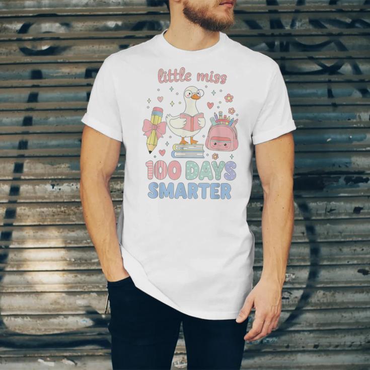 Little Miss 100 Days Smarter Cute Goose Reading Books Girls Unisex Jersey T-Shirt Little Miss 100 Days Smarter Cute Goose Reading Books Girls Unisex Jersey T-Shirt