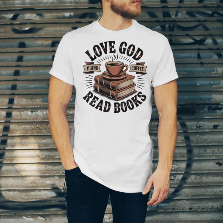 Love God Drink Coffee Read Books – Vintage Spiritual Reading Unisex Jersey T-Shirt Love God Drink Coffee Read Books – Vintage Spiritual Reading Unisex Jersey T-Shirt
