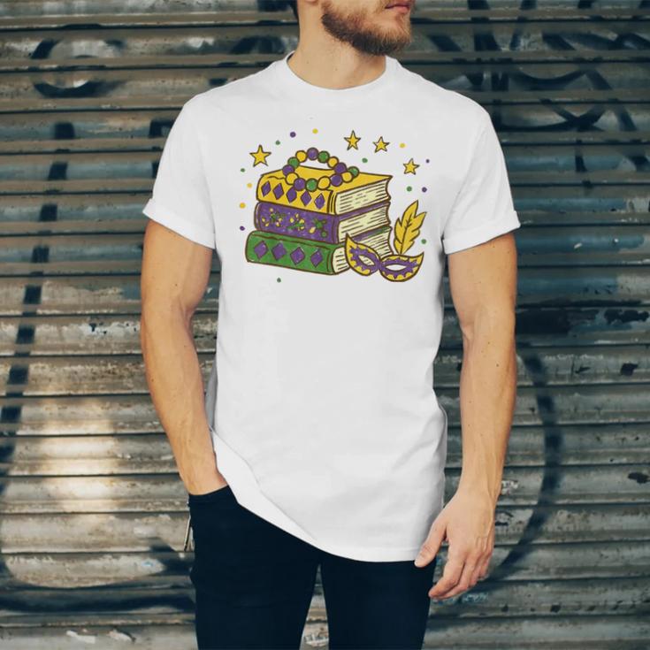 Mardi Gras Book Lover Reading Reader Men Women Kids Unisex Jersey T-Shirt