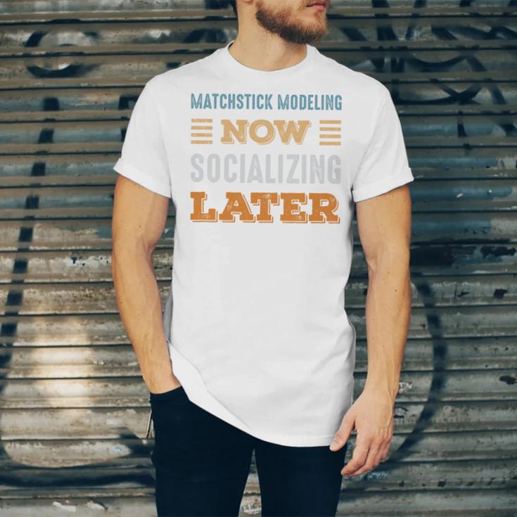Matchstick Modeling Now Minimal Socializing Introvert Unisex Jersey T-Shirt