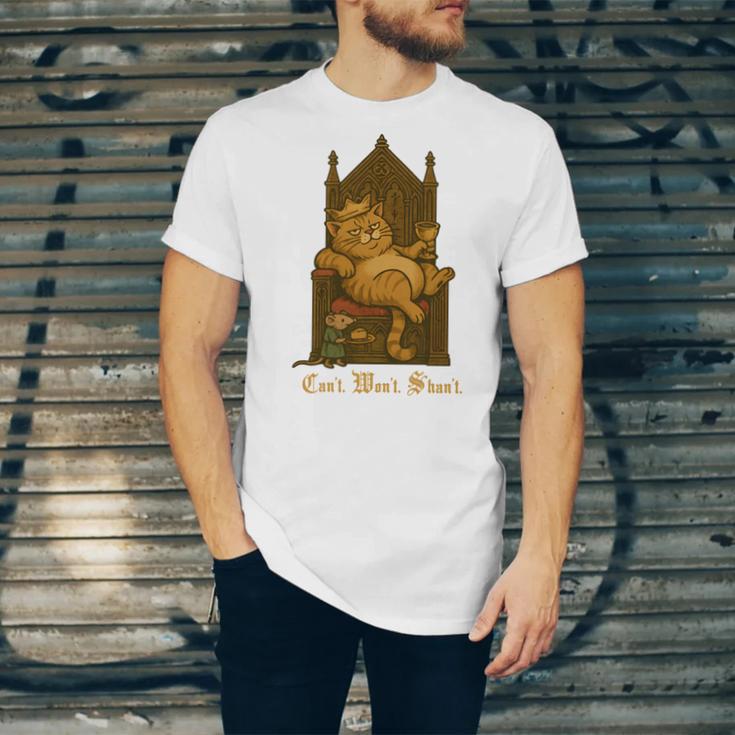 Medieval Cat Sarcastic Queen Lazy King Introvert Kitty Unisex Jersey T-Shirt