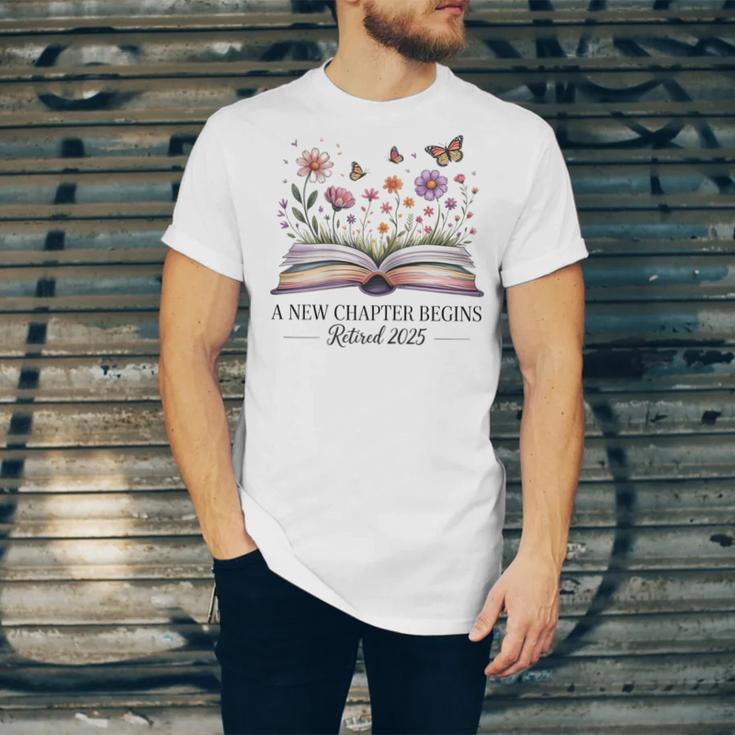 a New Chapter Begins Retired 2025 Floral Book Retirement Unisex Jersey T-Shirt a New Chapter Begins Retired 2025 Floral Book Retirement Unisex Jersey T-Shirt