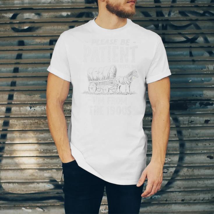 Nostalgic Wagon Jest Please Be Patient I'm From The 1900s Premium Unisex Jersey T-Shirt