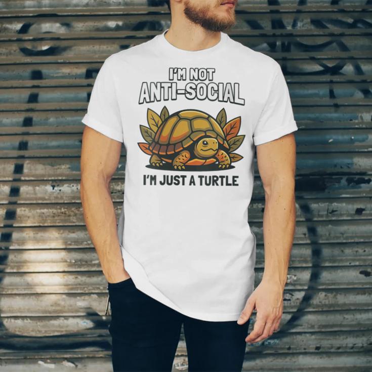 Not Anti Social Im Just A Turtle Sarcastic Introvert Humor Unisex Jersey T-Shirt