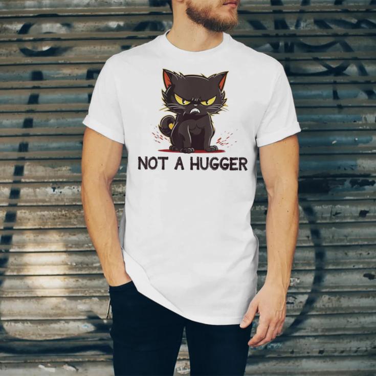 Not A Hugger Tee Angry Cat Sarcastic Cute Introvert Unisex Jersey T-Shirt Not A Hugger Tee Angry Cat Sarcastic Cute Introvert Unisex Jersey T-Shirt