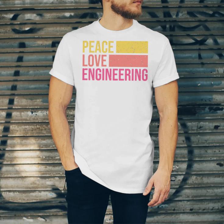 Peace Love Engineering Engineer School Graduation Retro Unisex Jersey T-Shirt