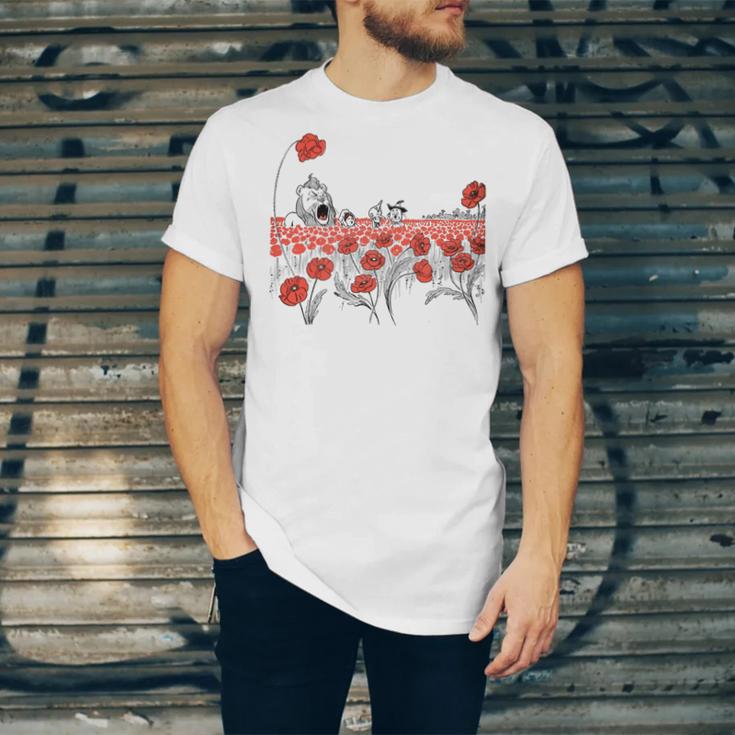 Poppy Field Wizard Of Oz Cowardly Brave Lion Book Unisex Jersey T-Shirt