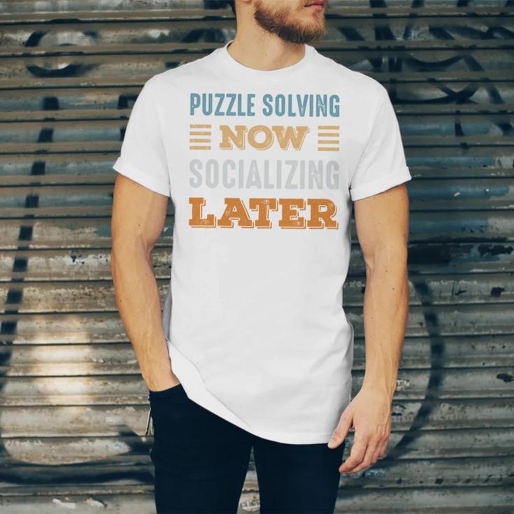 Puzzle Solving Now Minimal Socializing Introvert Vintage Unisex Jersey T-Shirt