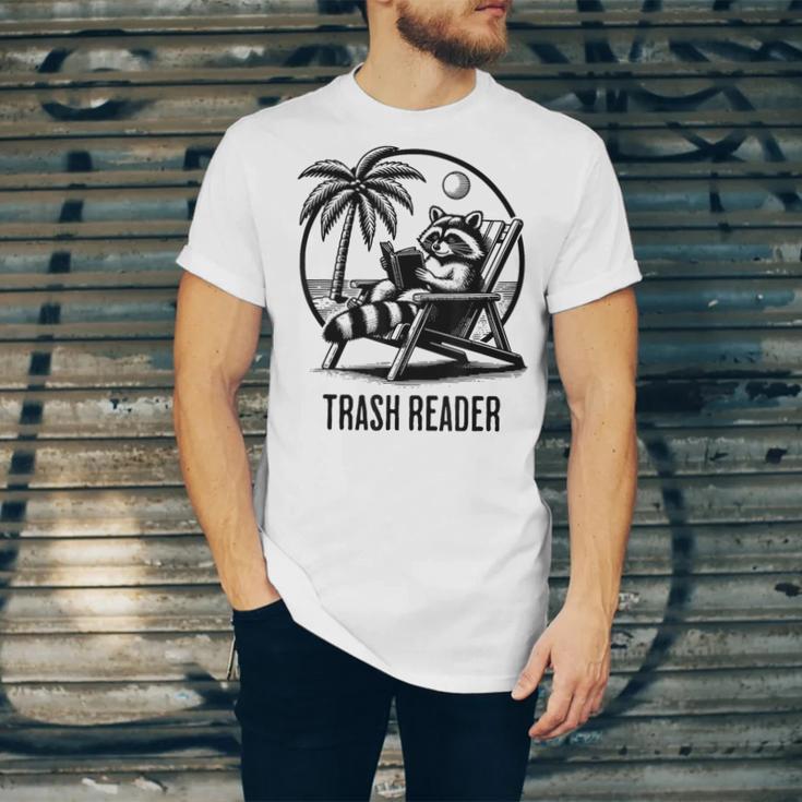 Raccoon Reading Books Summer Humor Trash Reader Unisex Jersey T-Shirt