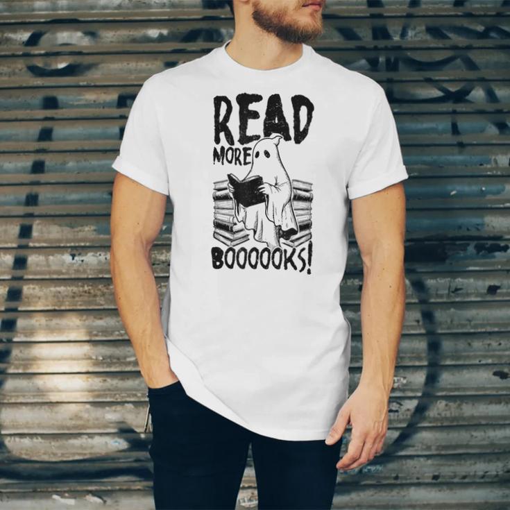 Read More Books Ghost Halloween Reading Teacher Literacy Unisex Jersey T-Shirt