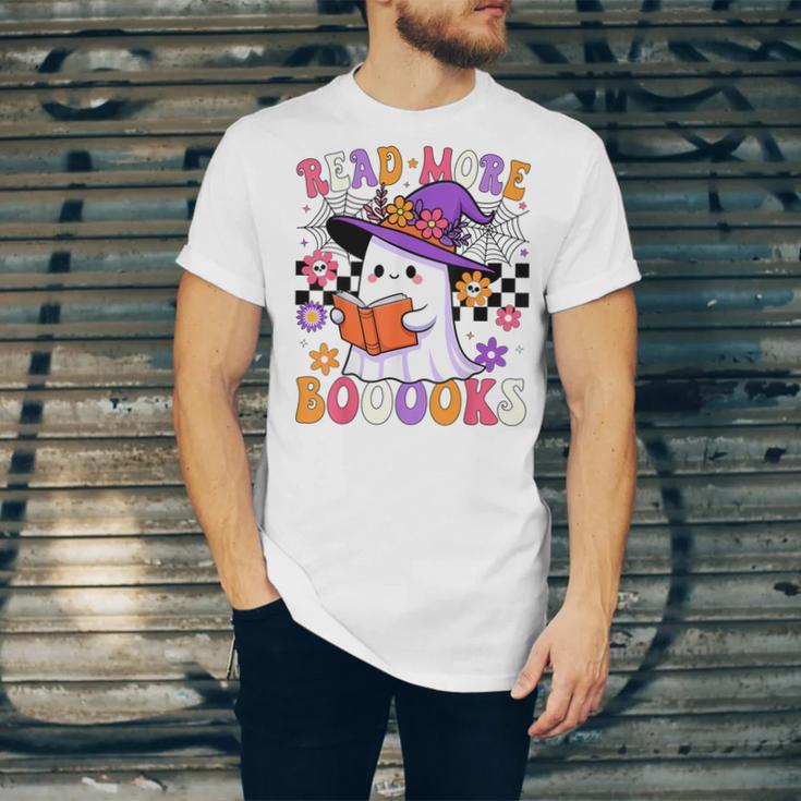 Read More Books Ghost Reading Book Teacher Halloween Unisex Jersey T-Shirt