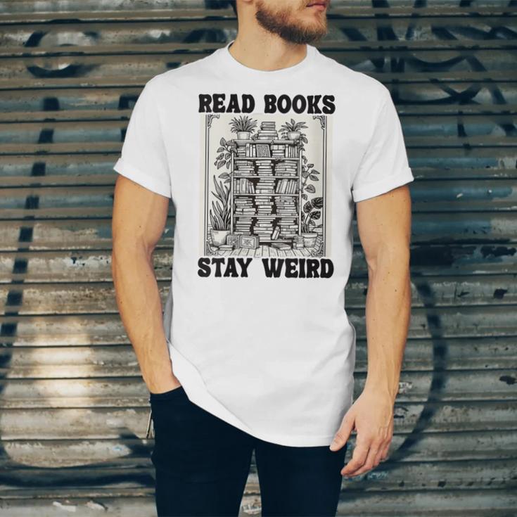 Read Books Stay Weird Book Lover Joke Introvert Reading Unisex Jersey T-Shirt