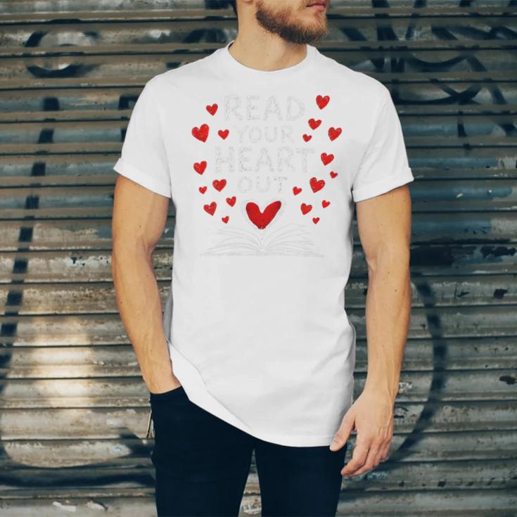 Read Your Heart Out Valentine Book Lover Reading Teacher Unisex Jersey T-Shirt