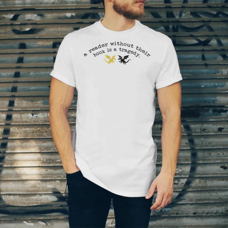 Reader Without a Book Is Tragedy Dragon Bookworm Unisex Jersey T-Shirt