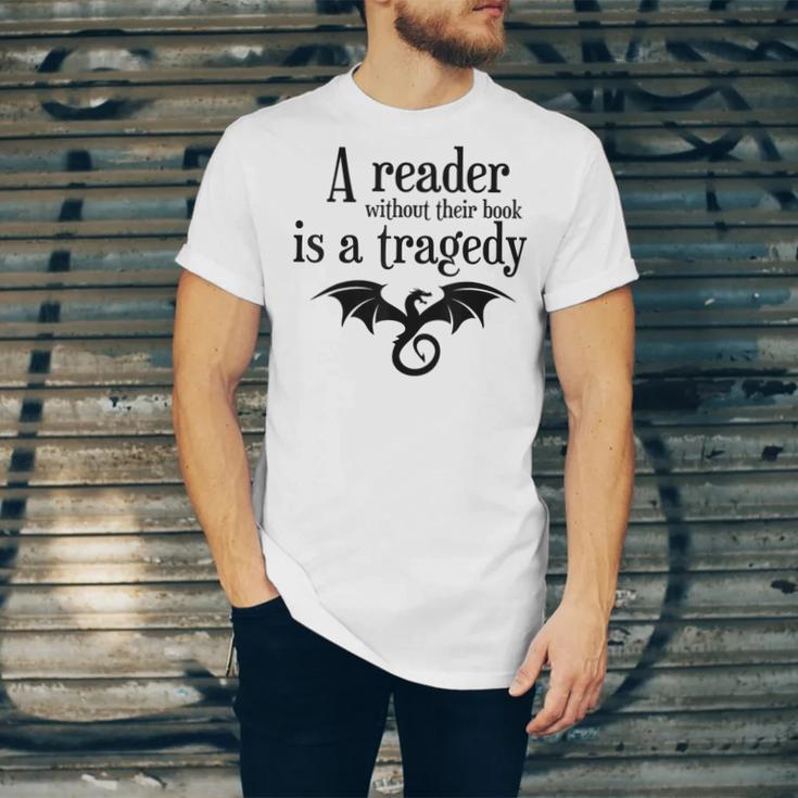 A Reader Without Their Book Is A Tragedy Dragon Rider Unisex Jersey T-Shirt A Reader Without Their Book Is A Tragedy Dragon Rider Unisex Jersey T-Shirt
