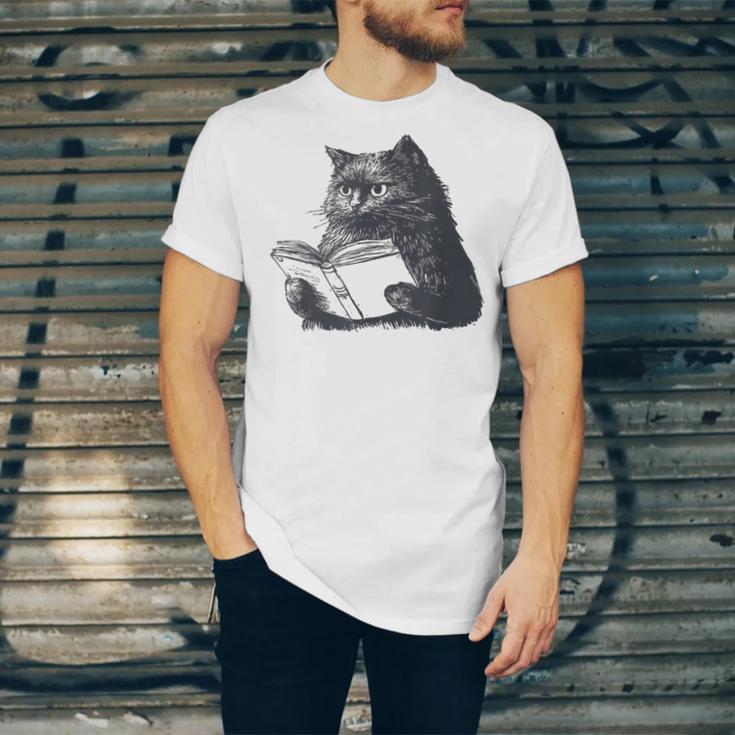 Reading Cat Cat Book Lover Unisex Jersey T-Shirt