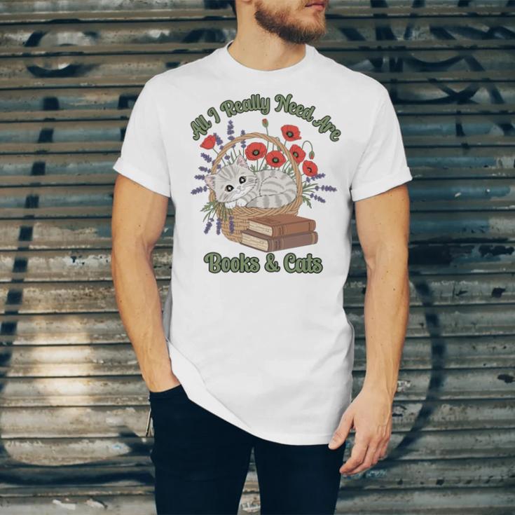 All I Really Need Are Books And Cats Book Lover Tee Unisex Jersey T-Shirt All I Really Need Are Books And Cats Book Lover Tee Unisex Jersey T-Shirt