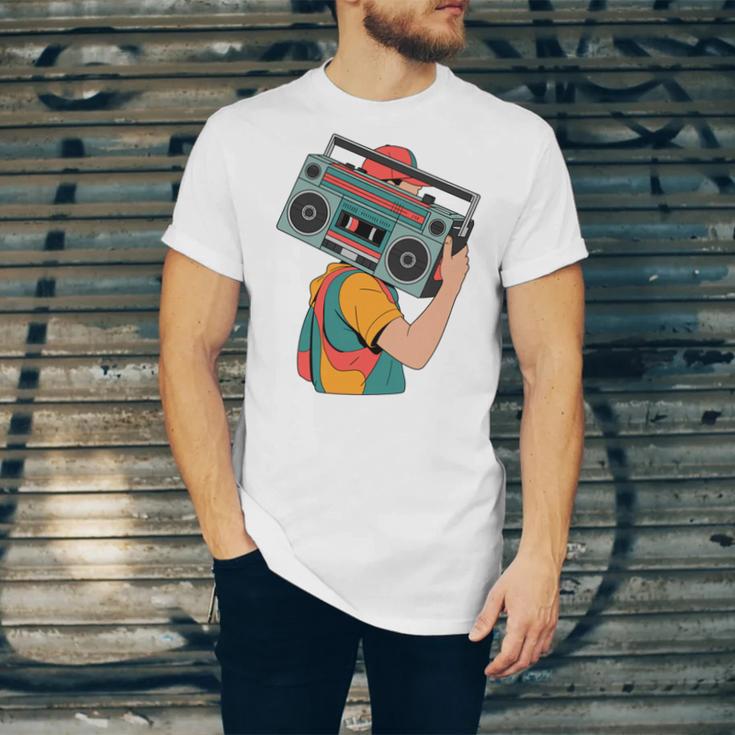 Retro 90s Boombox Nostalgia Party For Music Lovers Men Women Unisex Jersey T-Shirt