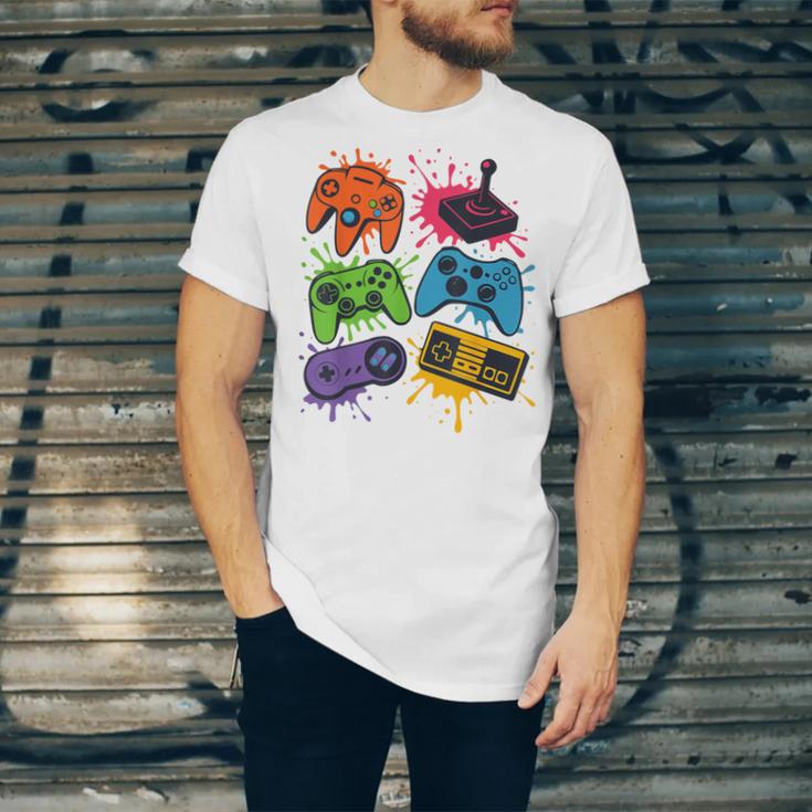 Retro Gamer Controller 80s 90s Video Game Arcade Nostalgia Unisex Jersey T-Shirt
