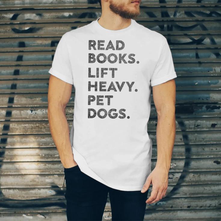 Retro Gym Book Lover Read Books Lift Heavy Pet Dogs Unisex Jersey T-Shirt