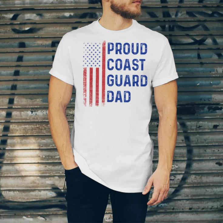 Retro Proud Coast Guard Dad Graduation Dad Usa Flag Outfit Unisex Jersey T-Shirt
