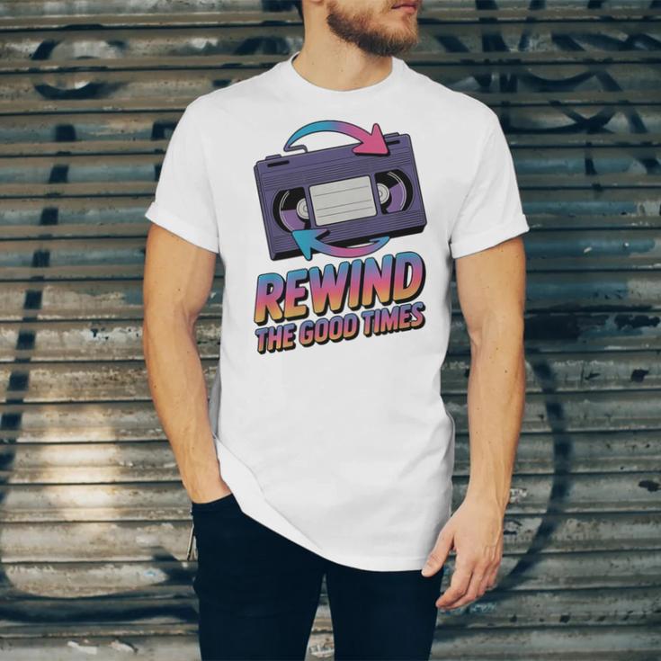 Rewind Good Times Retro VHS Tape Nostalgia 80s 90s Premium Tri-Blend Unisex Jersey T-Shirt