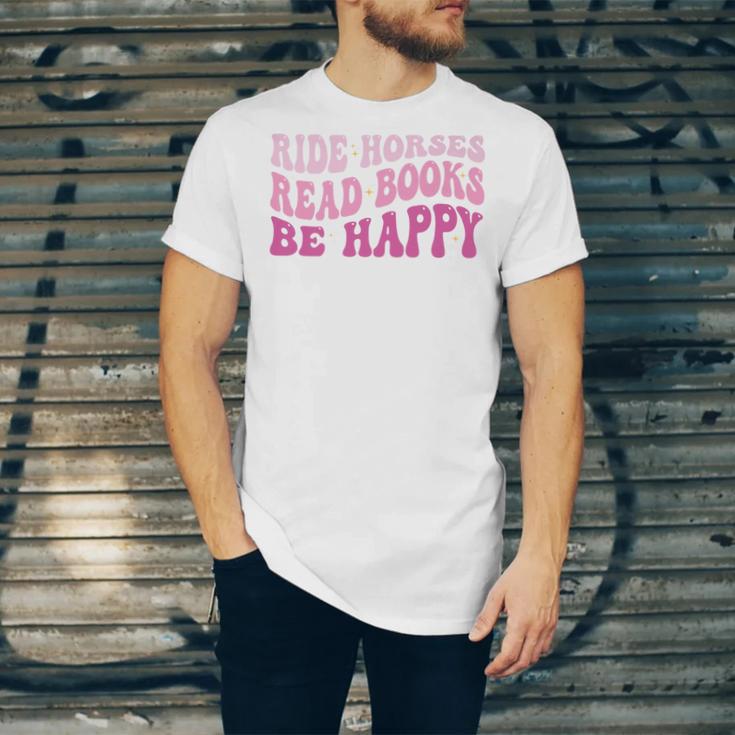 Ride Horses Read Books Be Happy Groovy Book Horse Premium Unisex Jersey T-Shirt