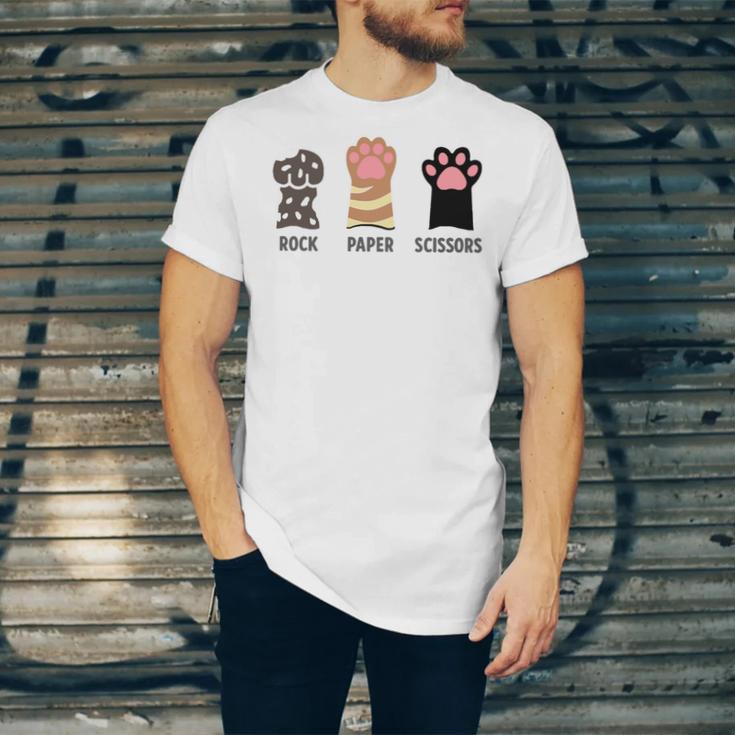 Rock Paper Scissors Hand Game Cute Paw Cat Introvert Unisex Jersey T-Shirt