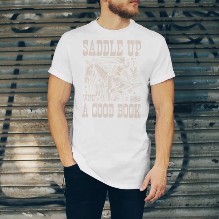 Saddle Up With a Good Book Cowgirl Western Women Vintage Unisex Jersey T-Shirt