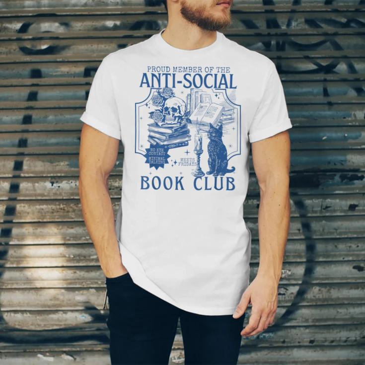 Sarcastic Anti Social Book Club Cat Skull Book Lover Unisex Jersey T-Shirt Sarcastic Anti Social Book Club Cat Skull Book Lover Unisex Jersey T-Shirt