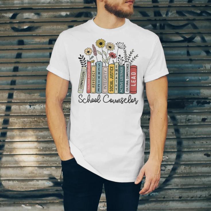 School Counselor Wildflower Book School Counseling Life Unisex Jersey T-Shirt