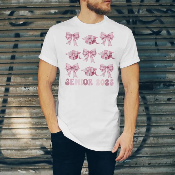 Senior 2025 Coquette Pink Bow Class Of 2025 Graduation Girls Unisex Jersey T-Shirt