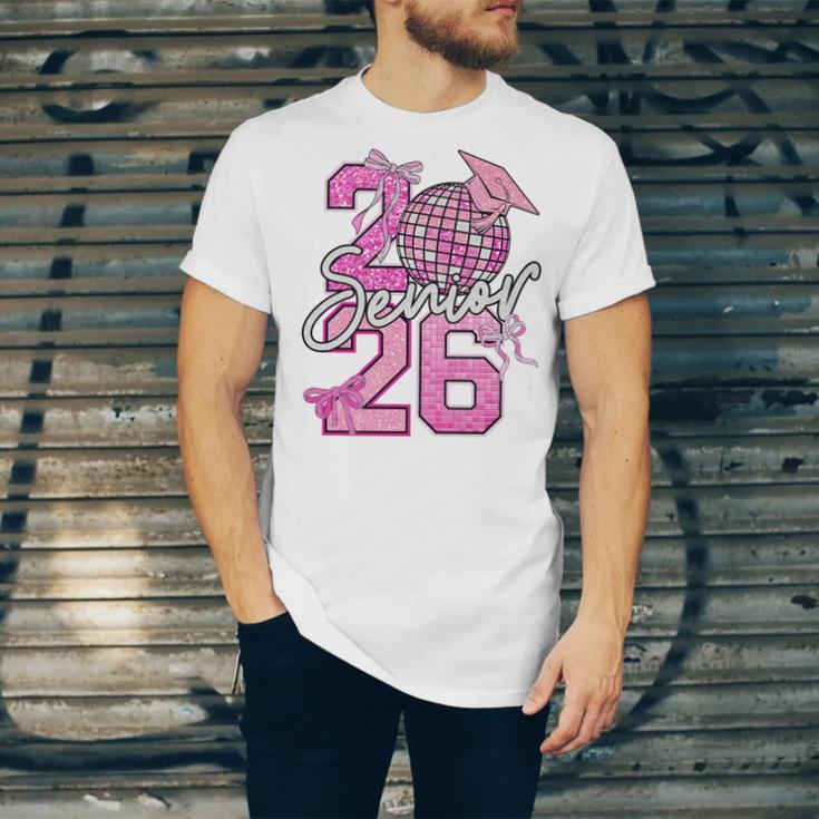 Senior 2026 Graduation Girls Coquette Pink Bow Class Of 2026 Premium Unisex Jersey T-Shirt