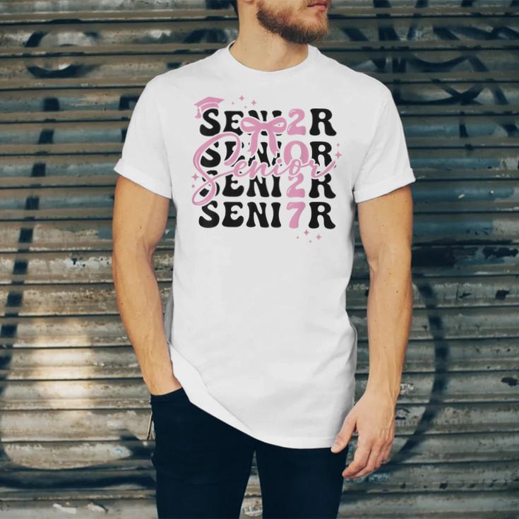Senior 2027 Class Of 2027 Coquette Pink Bow Graduation 2027 Unisex Jersey T-Shirt