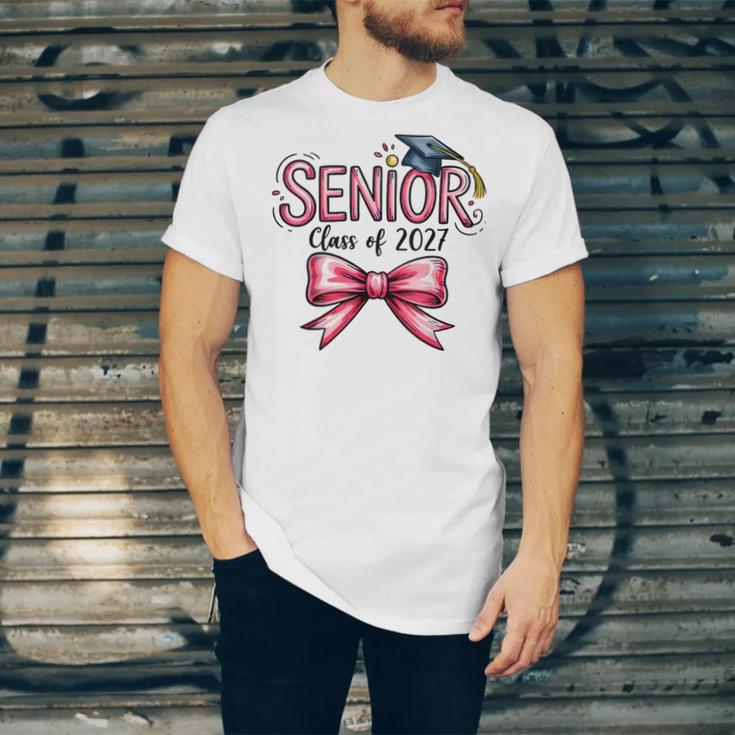 Senior Class Of 2027 Coquette Pink Bow Graduation 2027 Girls Unisex Jersey T-Shirt