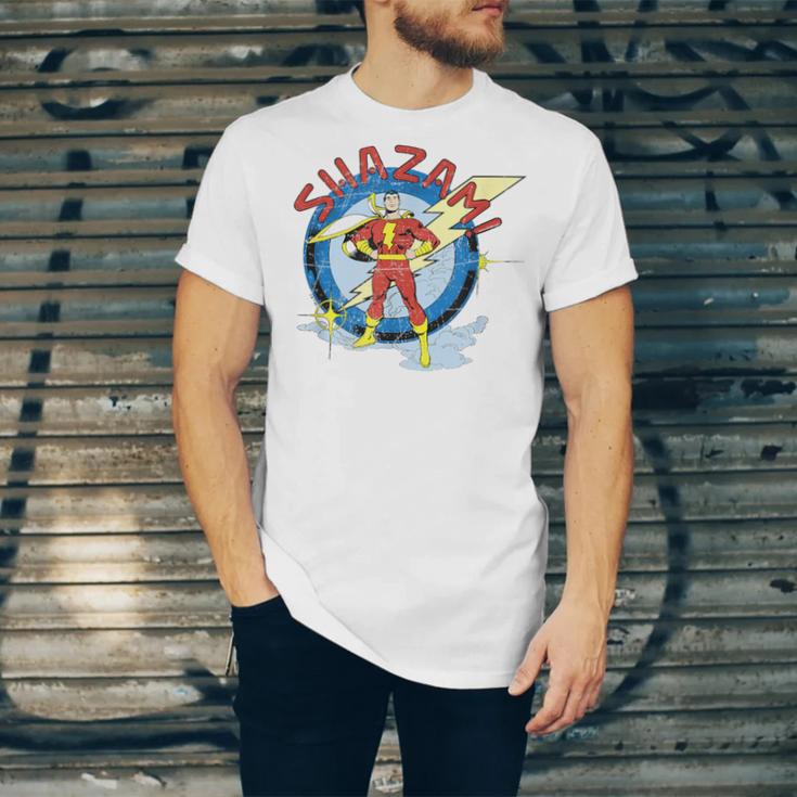 Shazam Comic Book Art Heroic Portrait Vintage Unisex Jersey T-Shirt