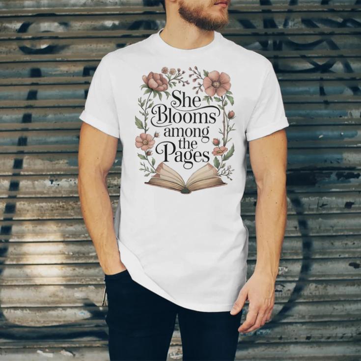 She Blooms Among The Pages Women Mom Wife Floral Book Lover Premium Tri-Blend Unisex Jersey T-Shirt She Blooms Among The Pages Women Mom Wife Floral Book Lover Premium Tri-Blend Unisex Jersey T-Shirt