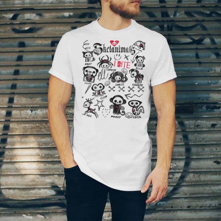 Skelanimals I Bite Vintage Retro Dead Pet Textbook Collage Unisex Jersey T-Shirt