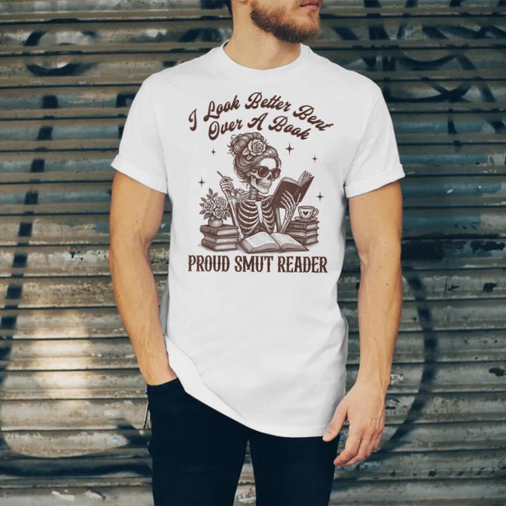 Smut Reader Spicy Romance Look Better Bent That Over A Book Unisex Jersey T-Shirt