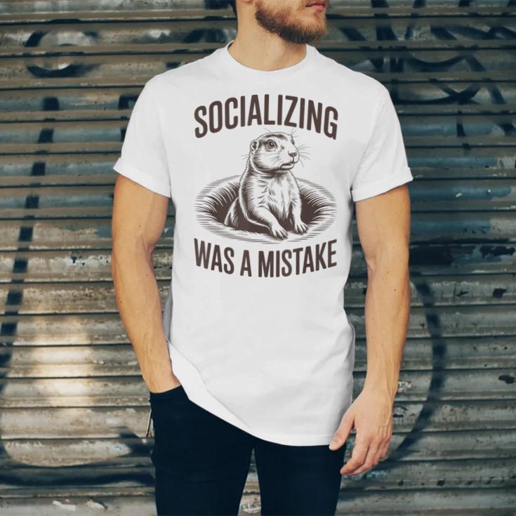 Socializing Was a Mistake Prairie Dog Introverts Humor Unisex Jersey T-Shirt Socializing Was a Mistake Prairie Dog Introverts Humor Unisex Jersey T-Shirt