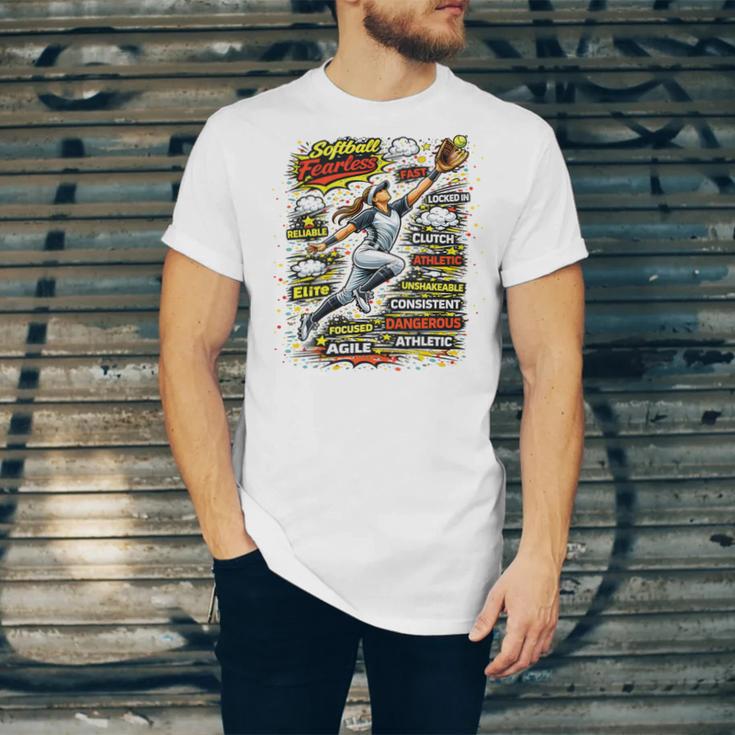 Softball Outfielder Best Traits Brave Retro Comic Book Art Premium Tri-Blend Unisex Jersey T-Shirt