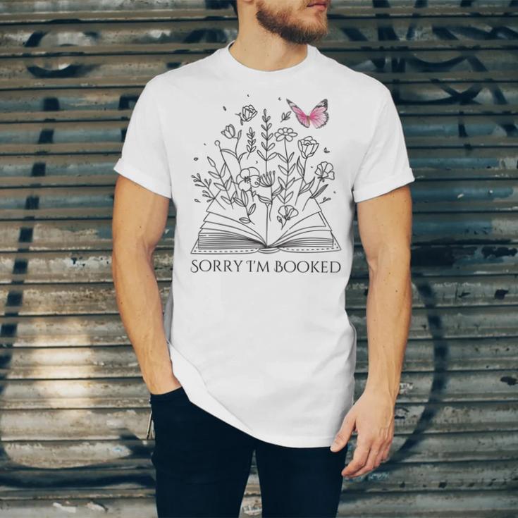Sorry I'm Booked Book Lover Teachers Librarians Unisex Jersey T-Shirt