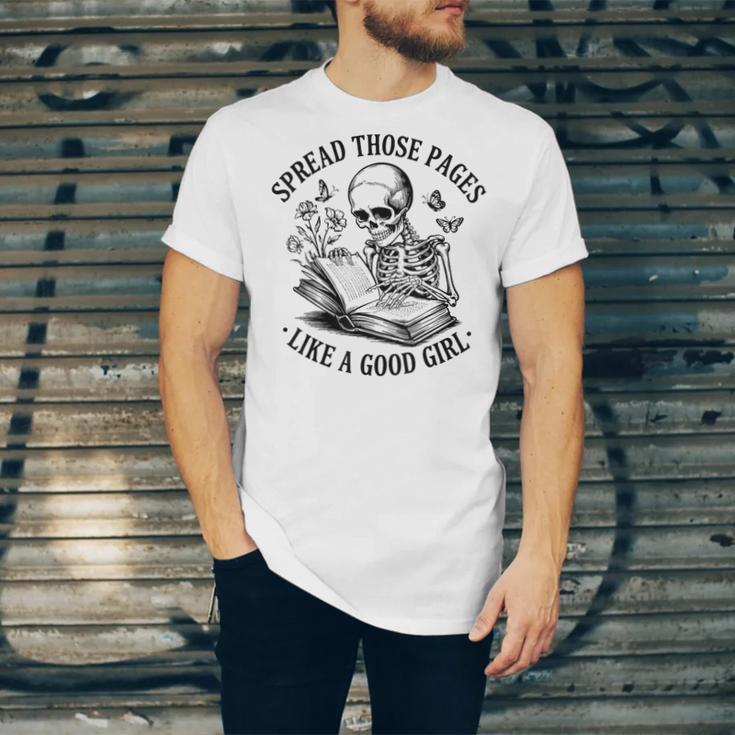 Spread Those Pages Like A Good Girl Skeleton Floral Book Unisex Jersey T-Shirt Spread Those Pages Like A Good Girl Skeleton Floral Book Unisex Jersey T-Shirt
