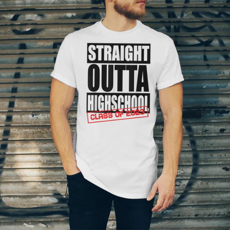 Straight Outta High School Class Of 2023 Graduation Unisex Jersey T-Shirt